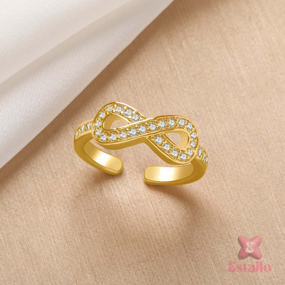 estailo fashion Estailo Fashion InfinityGolden Infinity Ring Alloy Cubic Zirconia Gold Plated Ring
