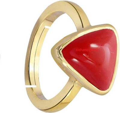 Vanishree World moonga Gold plated adjustable Brass Coral Gold Plated Ring