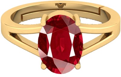 VishvMa 7.25 Ratti Burma Ruby Manik Gemstone Ring A1 Quality Stone Ruby Brass Plated Ring