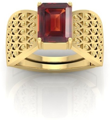 BHAIRAW GEMS 3.25 to 21.25 Ratti Gomed Hessonite A+ Quality Adjustable Woman & Man Brass Crystal Gold Plated Ring