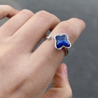 Fashion Frill Stainless Steel Crystal Silver Plated Ring