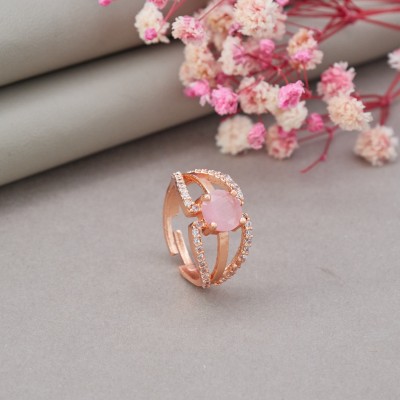 priyanshi creation Stainless Steel Cubic Zirconia Gold Plated Ring