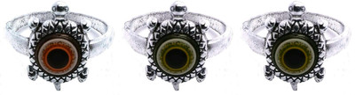 Dynamic Retail Global Set of 3 Rings for Men & Women, Black-Red Brass Ring