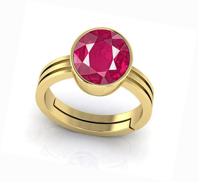 BWM GEMS Certified 5.25 Ratti Ruby Stone ( Manik ) Panchdhatu Alloy Ruby Gold Plated Ring