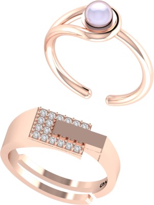 Silver Prism Sterling Silver Zircon, Pearl Rhodium Plated Ring Set