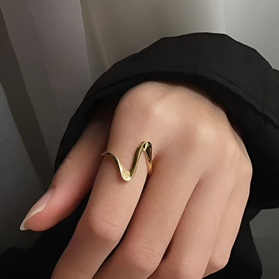 Dressberry Modern Unique Gold Statement Ring for Women - Adjustable | Anti Tarnish Stainless Steel Ring