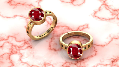 Sidharth Gems 13.25 Ratti 12.00 Carat Natural Ruby Stone Manik Ring Adjustable Ring Brass Ruby Rhodium Plated Ring