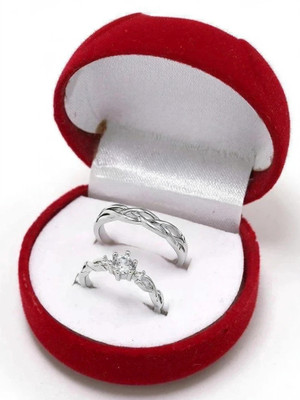 kazare Couple | valentine Gifts | proposal For Him & Her Alloy Silver Plated Ring Set