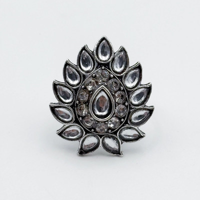 ARIRAdesigns WHITE STONE SILVER FINISH FINGER RING Metal Ring