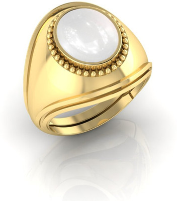 Pranjal Gems 14.25 Ratti Moonstone Gemstone Adjustable Ring With Lab CertificateCK Metal Moonstone Gold Plated Ring