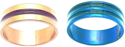 Dynamic Retail Global Set of 2 Rings for Men & Women, Blue-Gold Brass Ring