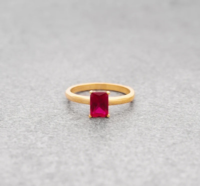 Gemzonite Natural Ruby Stone Ring Lab Certified Adjustable Ring For Women & Men Brass Ruby Ring