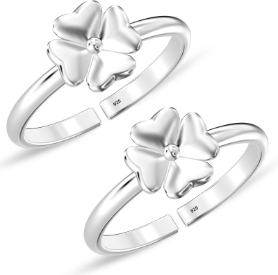 LeCalla LeCalla 925 Sterling Silver Floral Toe Ring for Women Sterling Silver Sterling Silver Plated Toe Ring Set