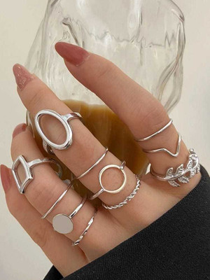 YU Fashions Steel Silver Plated Ring Set