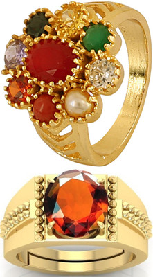 BHAIRAW GEMS Ratti Stone Adjustable Ring for Men & Women Stone Cubic Zirconia, Crystal Ring