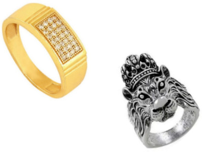 Neerajyoti Sd363 Alloy Cubic Zirconia Gold Plated Ring Set