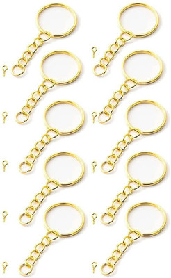 BanteyBanatey Loops Rings for Jewelry Making/Findings, Art and Craft with chain pack of 10 Metal Gold Plated Chain Ring - Multi Finger