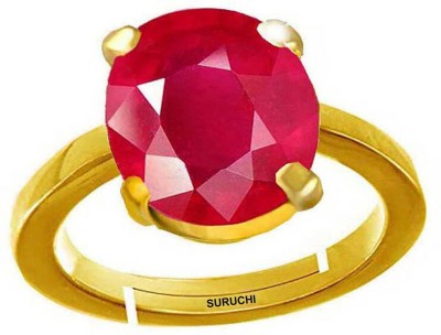 Suruchi Gems & Jewels Ruby (Manik) 8.25 Ratti or 7.50 Ct Gemstone Panchdhatu (5 Metal) Men Adjustable Stone Ring