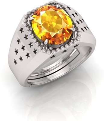 Pranjal Gems Stone Sapphire Silver Plated Ring