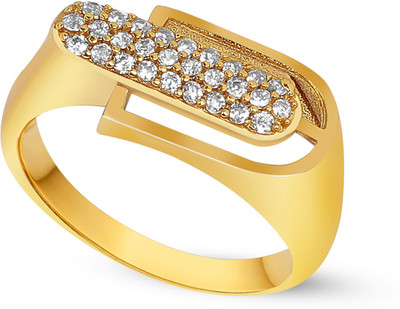 GORASH CREATION Brass Diamond Gold Plated Ring