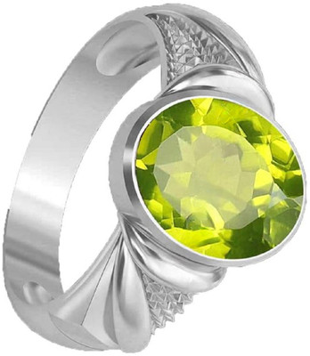 Sidharth Gems 10.25 Ratti 9.45 Carat Peridot Ring Natural Peridot/Mani Stone Brass Peridot Silver Plated Ring