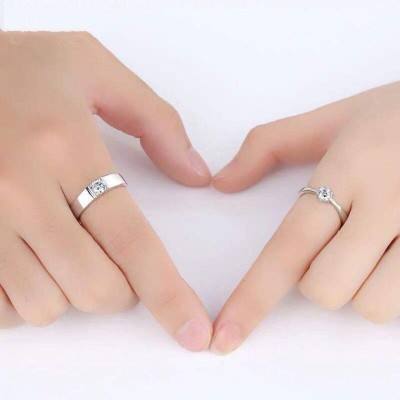 Teeragaj Alloy Cubic Zirconia Platinum Plated Ring Set