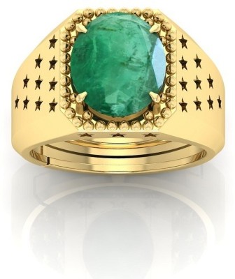 BHAIRAW GEMS Brass Emerald Gold Plated Ring