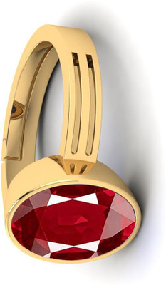 VishvMa Burma Ruby Manik Gemstone 5.25 Ratti with Lab Report & Guarantee Certificate Stone, Brass Ruby Ring