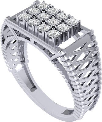 Diamtrendz Jewels Sterling Silver Zircon Ring For Men & Boys Sterling Silver Cubic Zirconia Rhodium Plated Ring