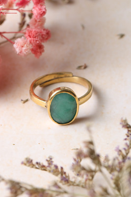 STUDIO VAIDIK Certified Real Emerald / Panna 7.25 ratti Ring in ashtadhatu metal Alloy Emerald Gold Plated Ring