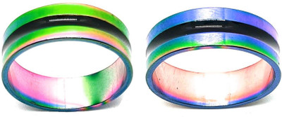 Dynamic Retail Global Set of 2 Rings for Men & Women, Green-Multicolor Alloy Ring