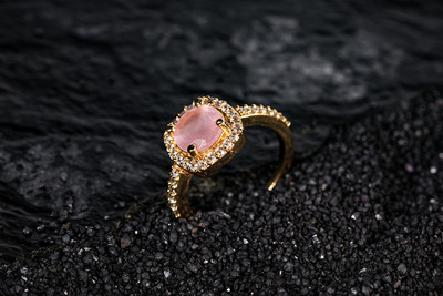 Vosgi Brass Sapphire Gold Plated Ring