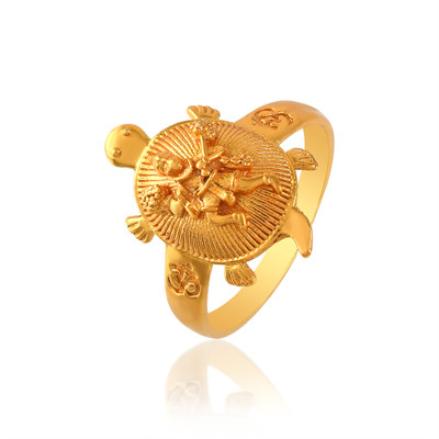 RN Gold Plated Brass Flying Hanuman ji, Bajrang Bali Finger Ring for Men Women Brass Gold Plated Ring