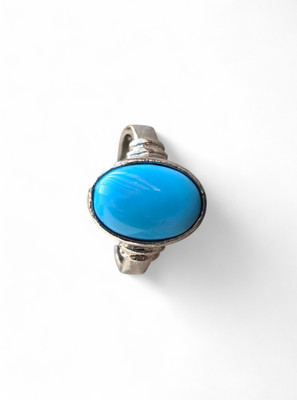 sp gems 7.25 Ratti Firoza Gemstone Ring For Men And Women AA++ Quality Brass Turquoise Silver Plated Ring