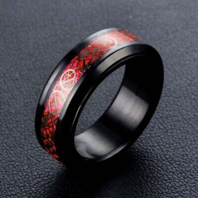Litchi Dragon Special Ring Pack of 1 Stainless Steel Titanium Plated Ring