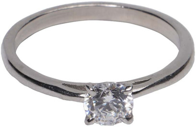 uncle jewels Sterling Silver Zircon Rhodium Plated Ring