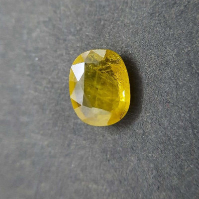 VishvMa 8.25 Ratti Pukhraj Yellow Sapphire Gem Stone Ring With Lab Certificate Stone Ruby Brass Plated Ring