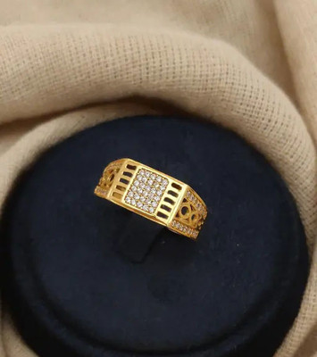 GORASH CREATION JRring-14_24 Brass Cubic Zirconia Gold Plated Ring