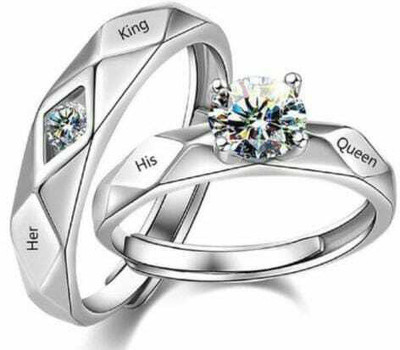 Agarwalproduct couple ring Alloy Silver Plated Ring Set