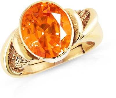 THE UNIQUE KART Orange Zircon 8.25 Ratti Gemstone Ring For Men And Women Brass Zircon Ring