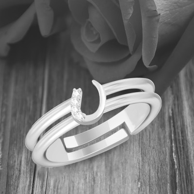 house of common initial letter ring for women stylish ring Unisex Brass Silver Plated Ring