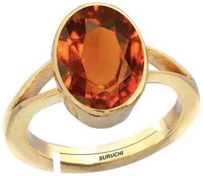 Suruchi Gems & Jewels Hessonite (Gomed) 6.25 Ratti or 5.50 Ct Gemstone For Women Five Metal Adjustable Alloy Ring