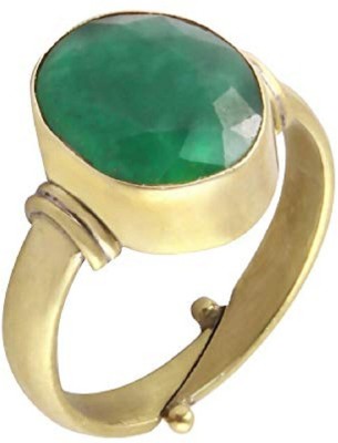 KUNDLI GEMS Emetald Ring Natural Panna Precious Stone 6.25 carat Stone unheated & Untreated Certified And Astrological Stone Emerald Gold Plated Ring