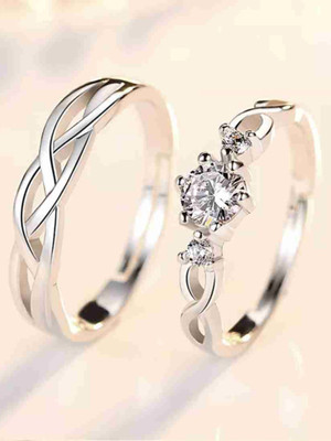 REVERSEA Adjustable Couple Rings for lovers valentine gift Sterling Silver, Stainless Steel Cubic Zirconia Platinum, Sterling Silver Plated Ring
