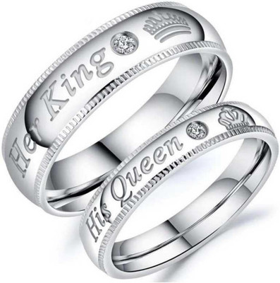 Agarwalproduct Diwali Special Couple Rings for Men and Women Girlfriends Boyfriends Stainless Steel Ring Set