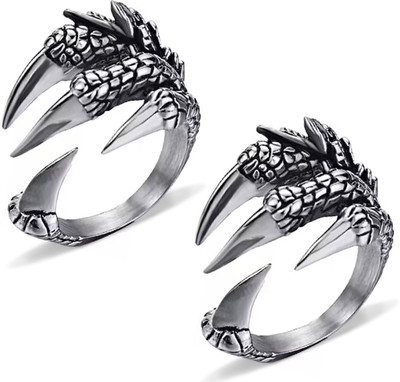 Teeragaj ADJUSTABLE COUPLE BAND RING SET Alloy Cubic Zirconia Silver Plated Ring Set