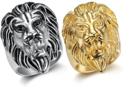 MAATRCHAAYA Piyush Enterprises Stylish Gold & Silver Lion Head Rings Brass, Stainless Steel Gold, Sterling Silver Plated Ring Set