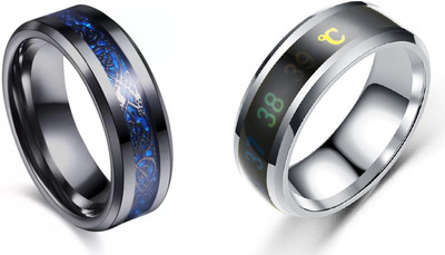 IGA COLLECTION Valentine Fashionable Stylish Trendy Look Temperature & Dragon Ring Stainless Steel Titanium Plated Ring