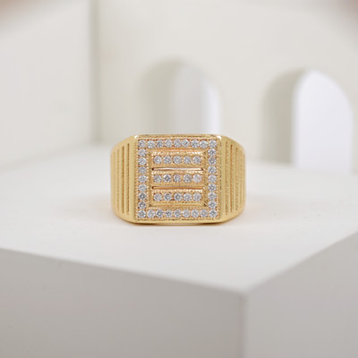 GORASH CREATION Brass Cubic Zirconia Gold Plated Ring