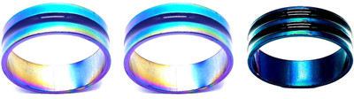 Dynamic Retail Global Set of 3 Rings for Men & Women, Multicolor-Blue Alloy Ring